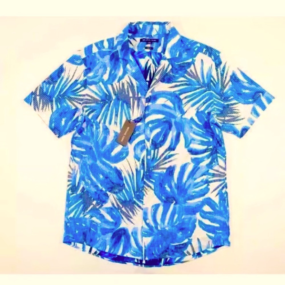 MICHAEL Kors men’s 4XL Button Up Hawaiian short Sleeve Shirt (Big & Tall) EUC - Picture 3 of 12